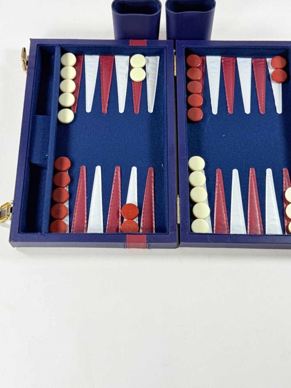 Portable Backgammon Game Set With Carrying Case Red/Blue/White incomplete
